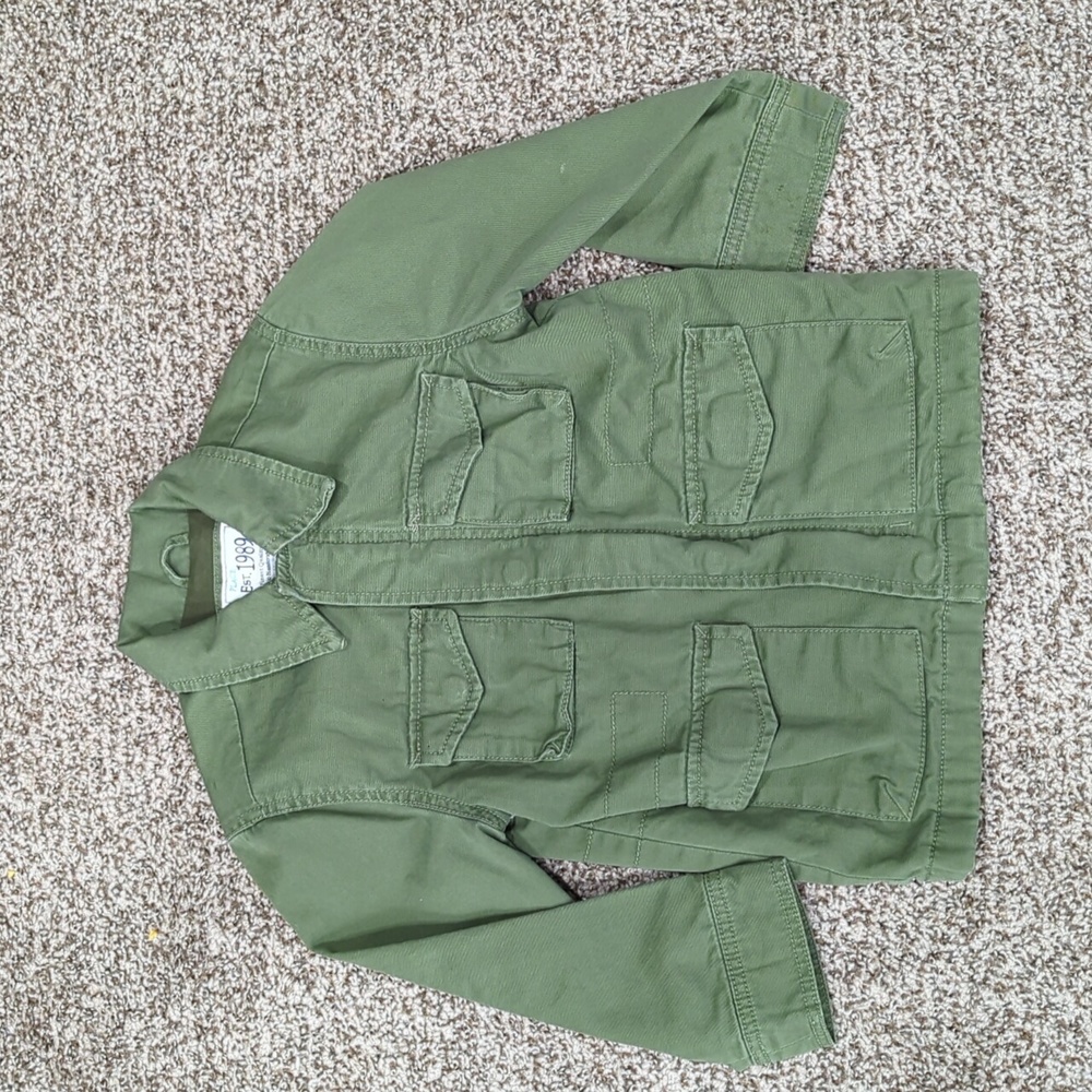 3/$30 Place XS 4 kids army green zip cargo pocket jacket